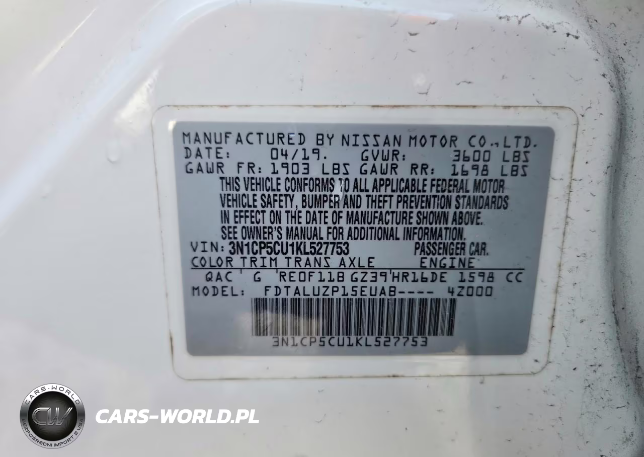 2019 Nissan Kicks Sr VIN:3N1CP5CU1KL527753 - 14