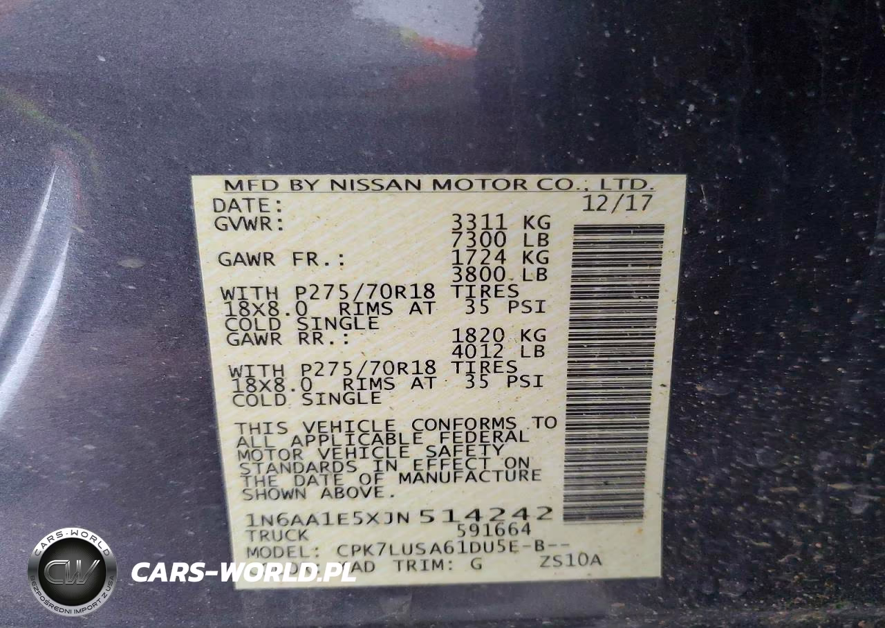 2018 Nissan Titan Pro-4X VIN:1N6AA1E5XJN514242 - 13