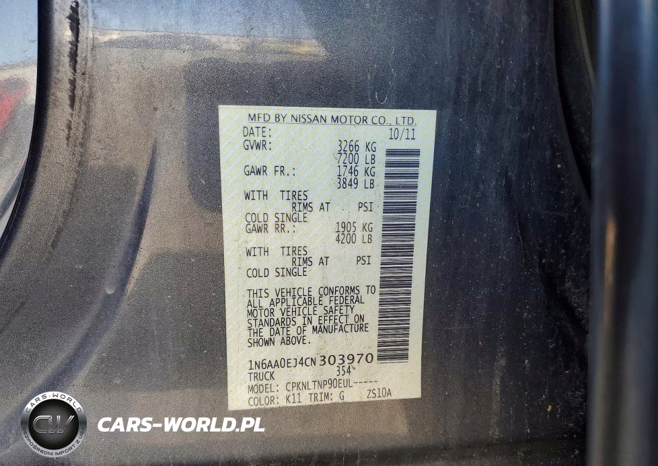 2012 Nissan Titan S VIN:1N6AA0EJ4CN303970 - 12