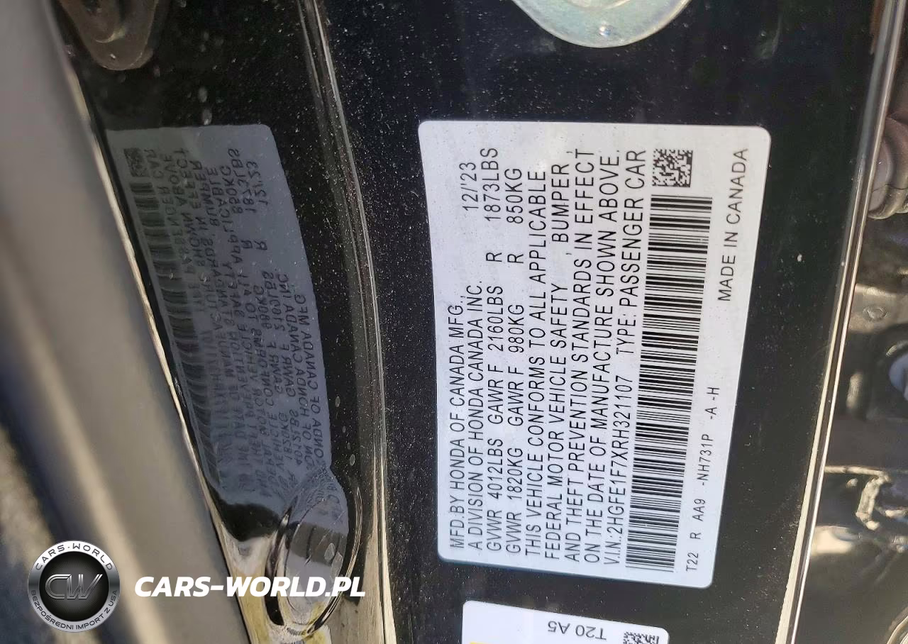 2024 Honda Civic Ex VIN:2HGFE1F7XRH321107 - 12