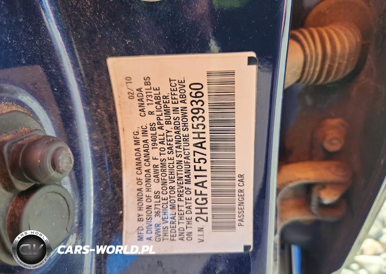 2010 Honda Civic Lx VIN:2HGFA1F57AH539360 - 12