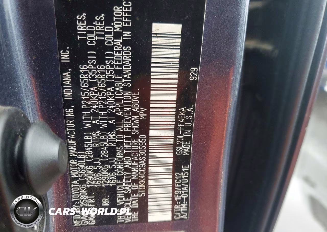 2010 Toyota Sienna Le 7-Passenger VIN:5TDKK4CC9AS305950 - 13