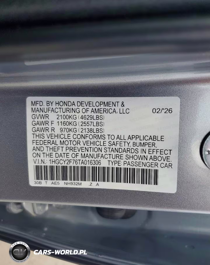 2026 Honda Accord Hybrid Sport-L VIN:1HGCY2F76TA016306 - 12