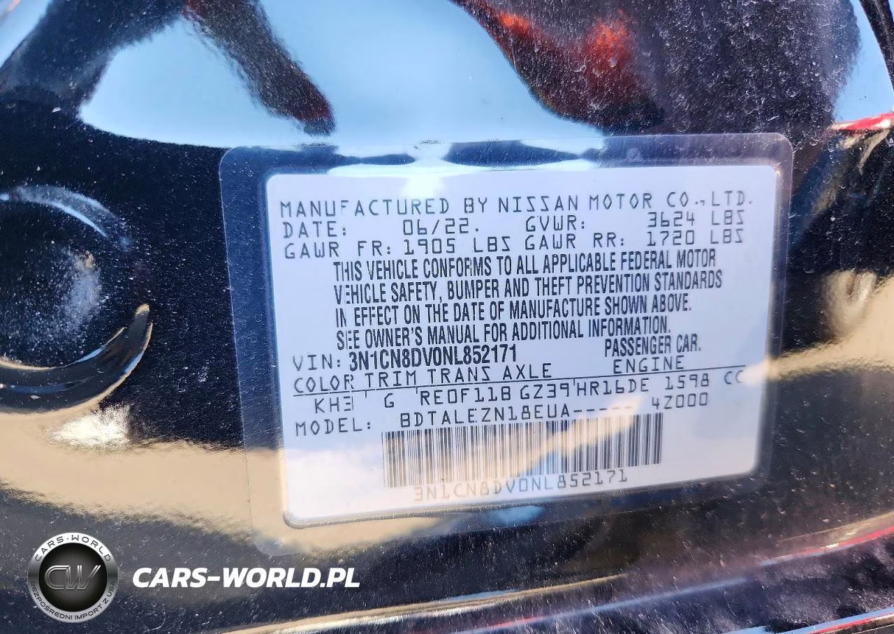 2022 Nissan Versa S VIN:3N1CN8DV0NL852171 - 12