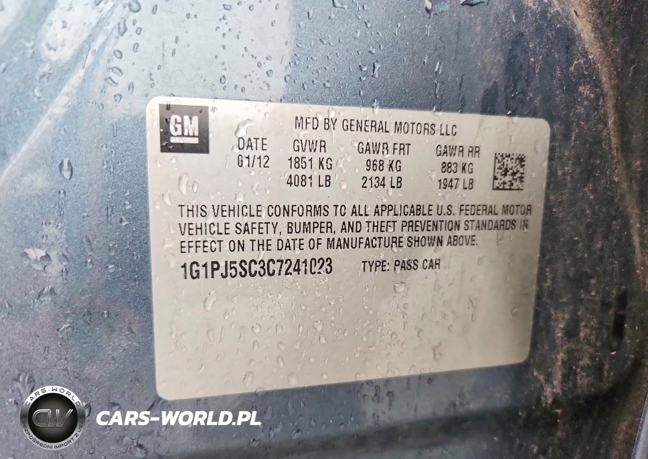 2012 Chevrolet Cruze Eco VIN:1G1PJ5SC3C7241023 - 12