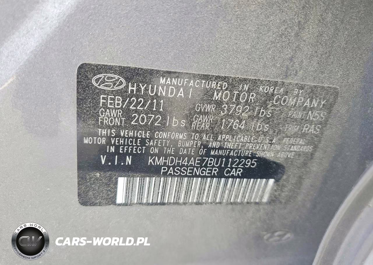 2011 Hyundai Elantra Gls VIN:KMHDH4AE7BU112295 - 12