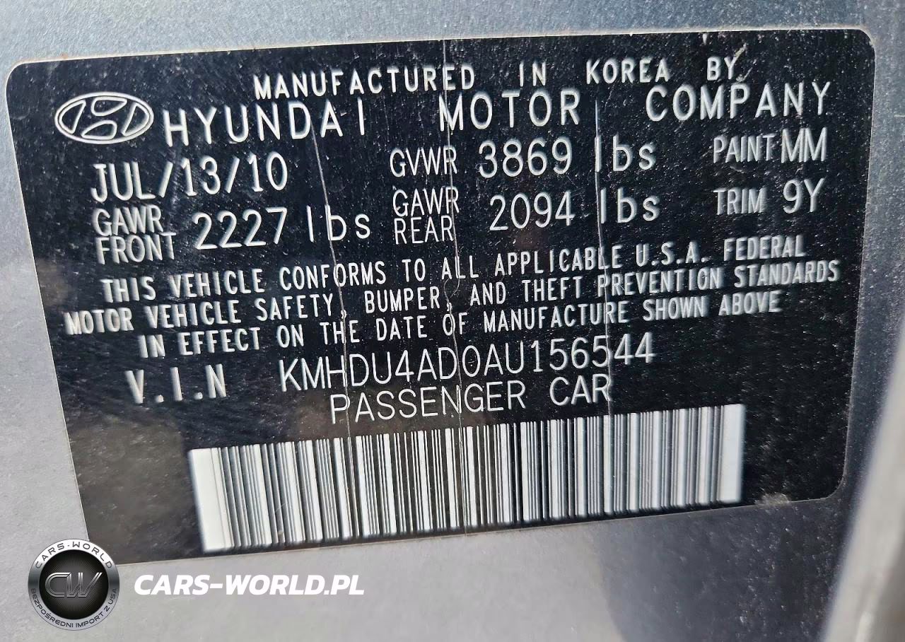 2010 Hyundai Elantra Gls VIN:KMHDU4AD0AU156544 - 12