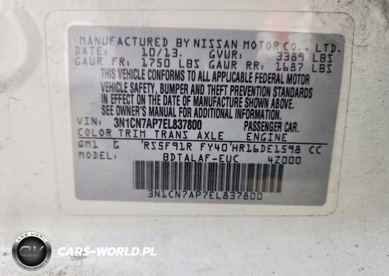 2014 Nissan Versa 1.6 S VIN:3N1CN7AP7EL837800 - 13