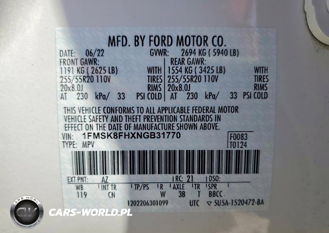 2022 Ford Explorer Limited VIN:1FMSK8FHXNGB31770 - 14