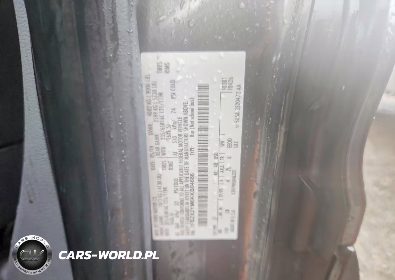 2019 Ford Transit-350 VIN:1FBZX2YM6KKB04686 - 13