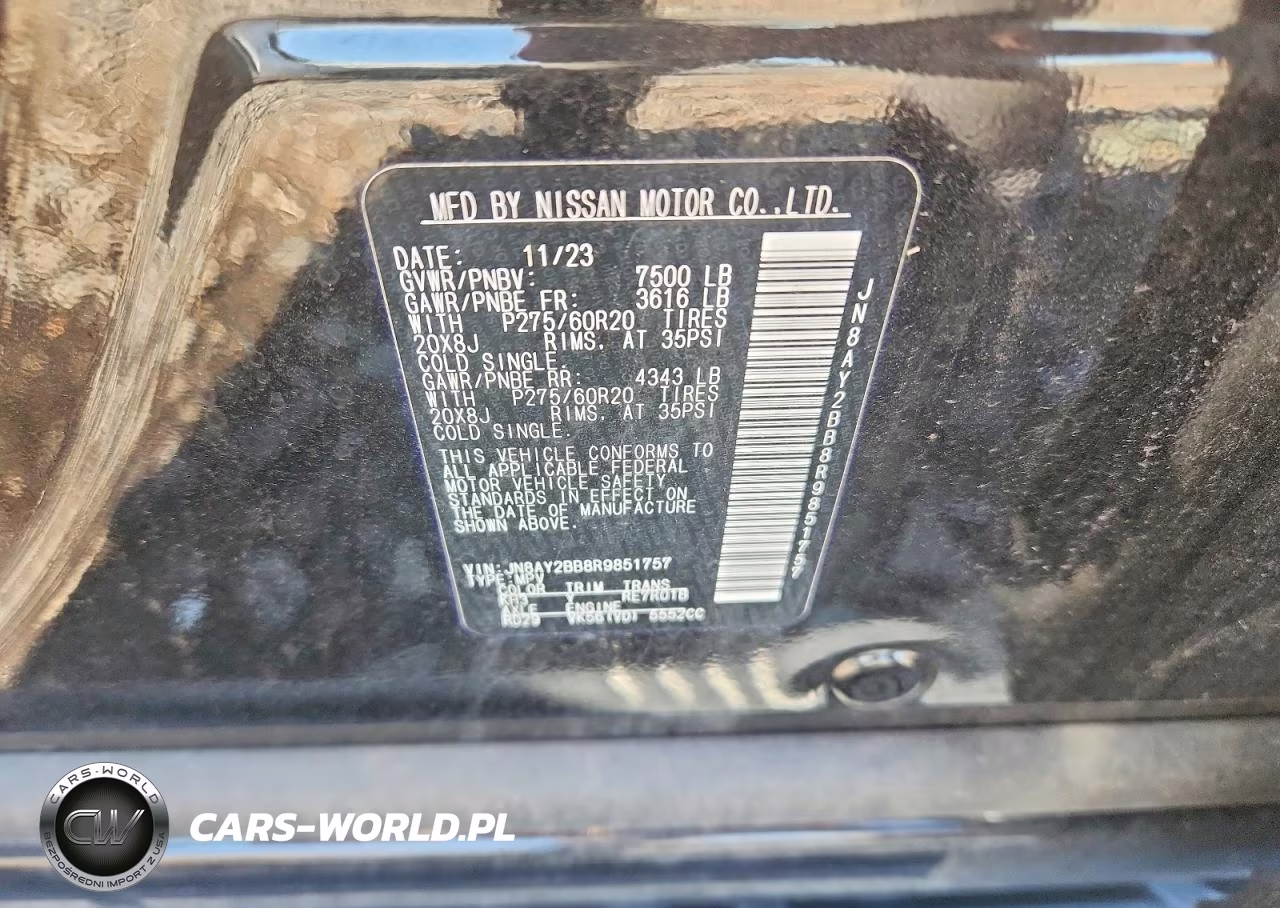 2024 Nissan Armada Sl VIN:JN8AY2BB8R9851757 - 12