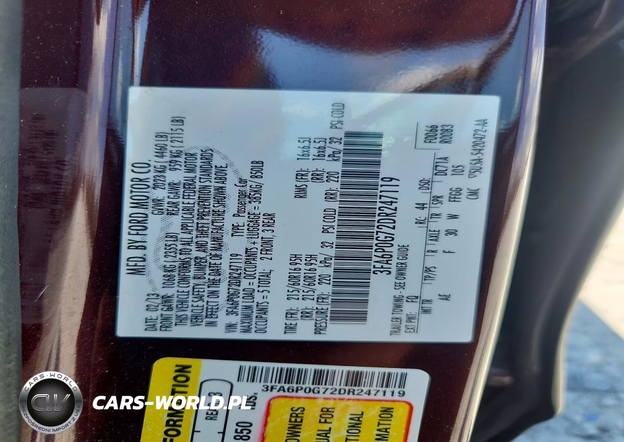 2013 Ford Fusion S VIN:3FA6P0G72DR247119 - 12