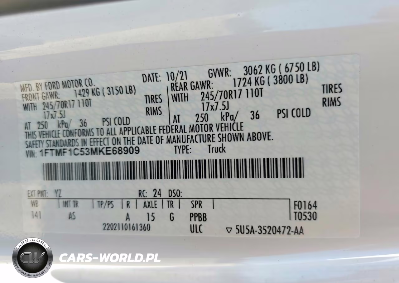 2021 Ford F150 VIN:1FTMF1C53MKE68909 - 12