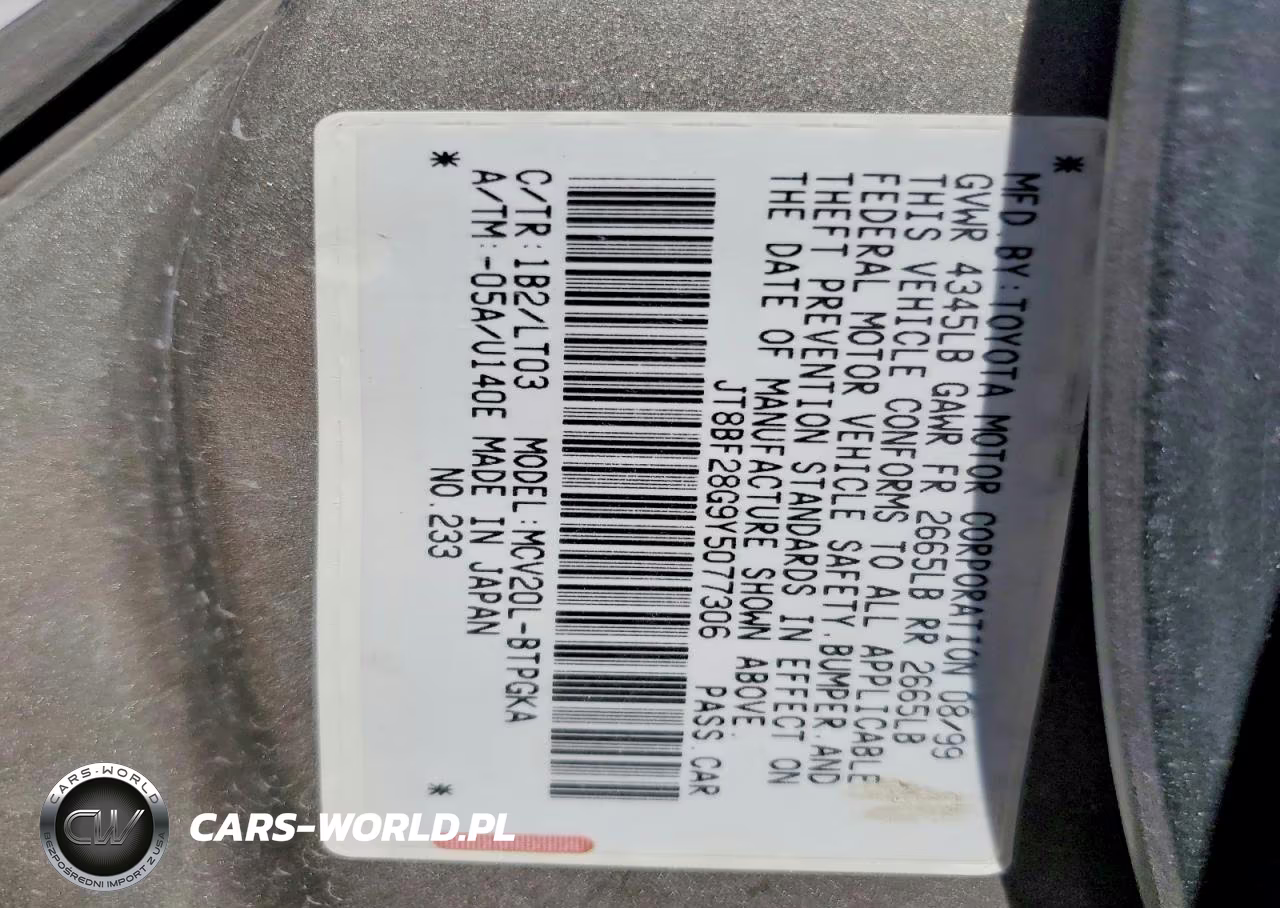 2000 Lexus Es 300 VIN:JT8BF28G9Y5077306 - 12