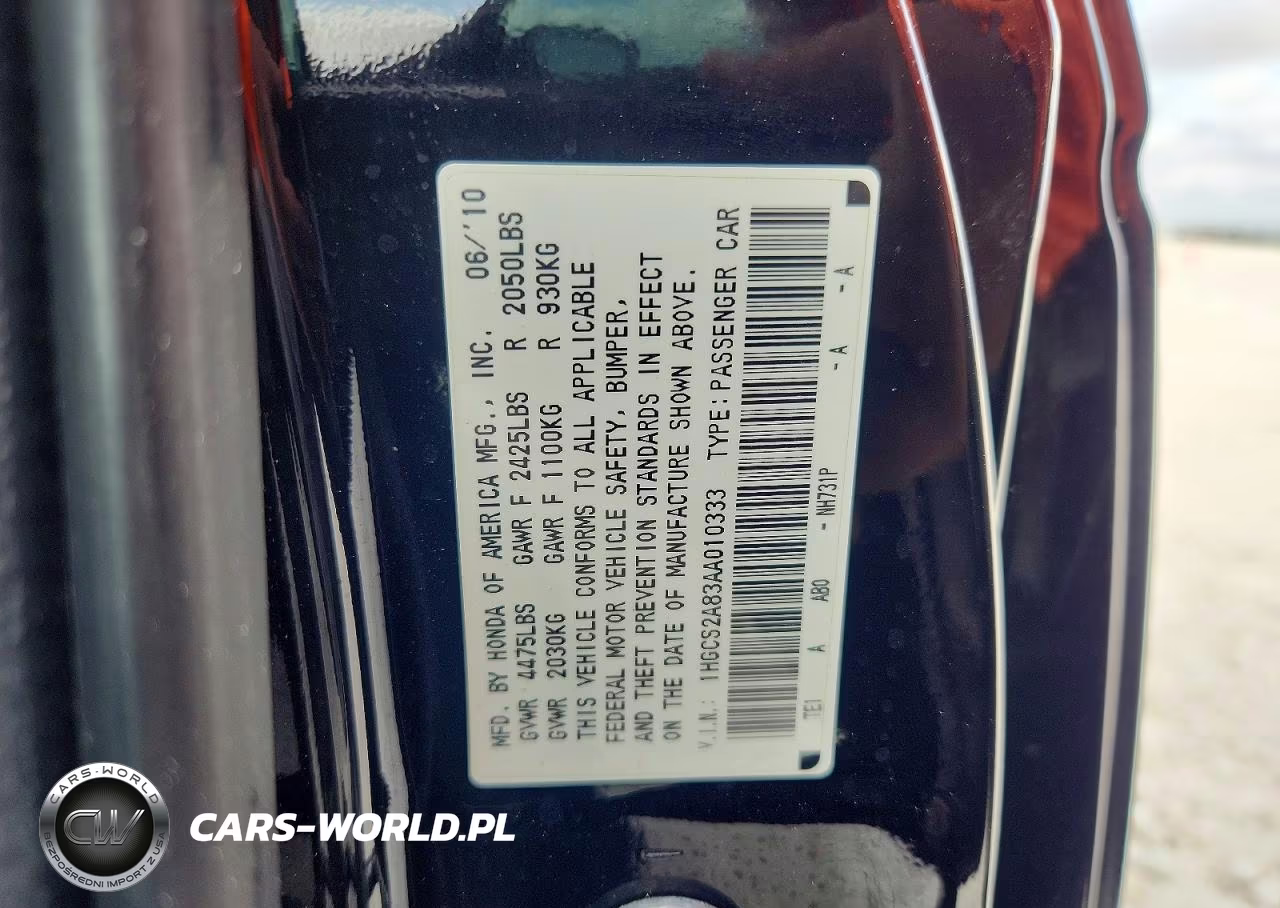 2010 Honda Accord Exl VIN:1HGCS2A83AA010333 - 12