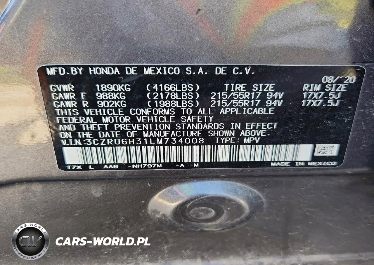 2020 Honda Hr-V Lx VIN:3CZRU6H31LM734008 - 14