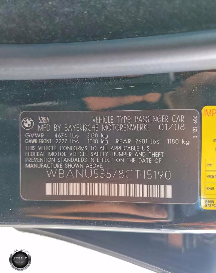2008 BMW 528 I VIN:WBANU53578CT15190 - 12