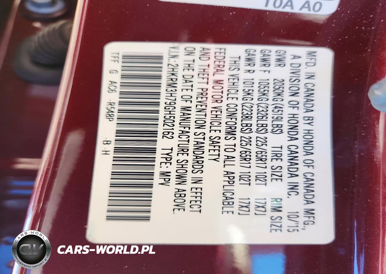 2016 Honda Cr-V Exl VIN:2HKRM3H79GH502162 - 14