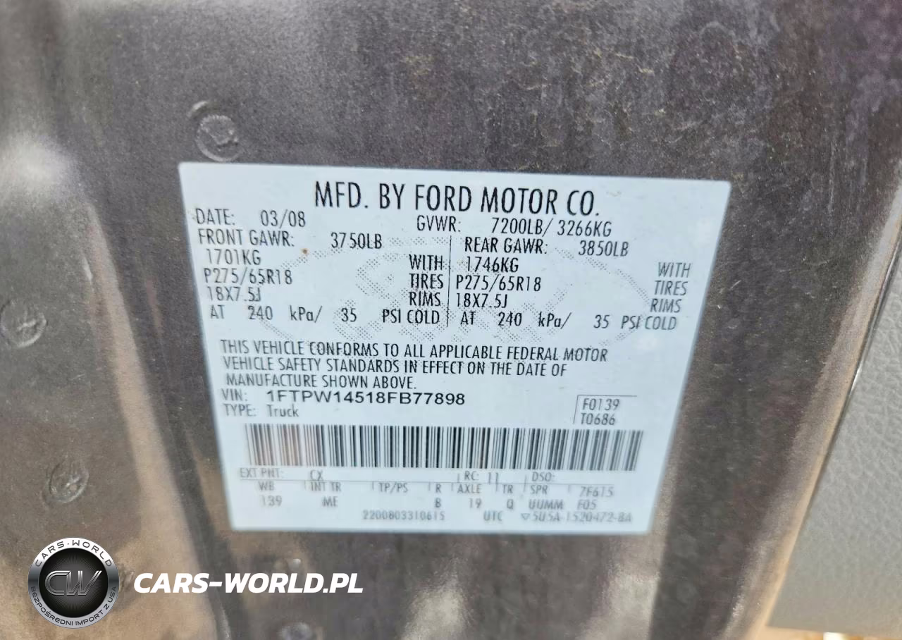 2008 Ford F150 Supercrew VIN:1FTPW14518FB77898 - 12