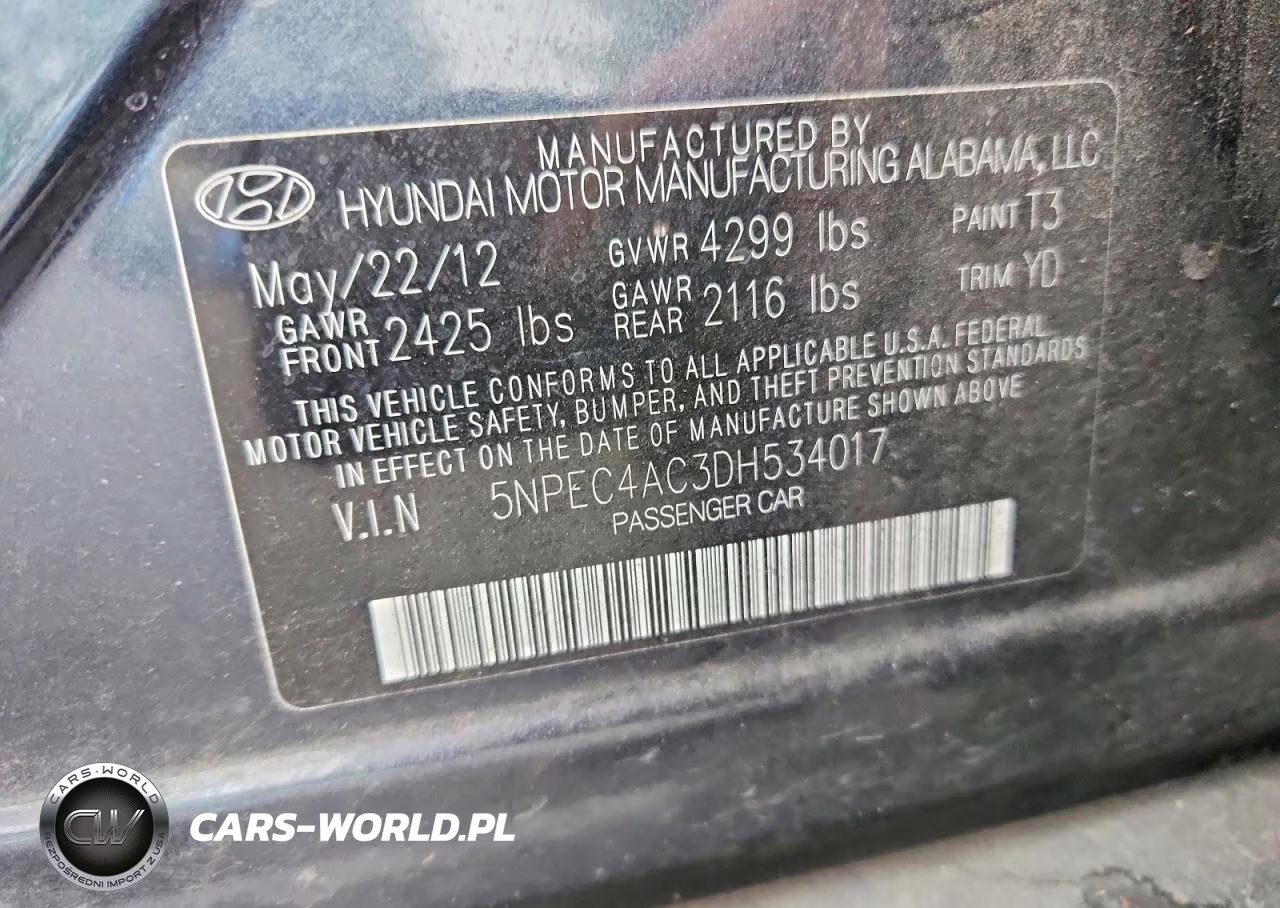 2013 Hyundai Sonata Limited VIN:5NPEC4AC3DH534017 - 12