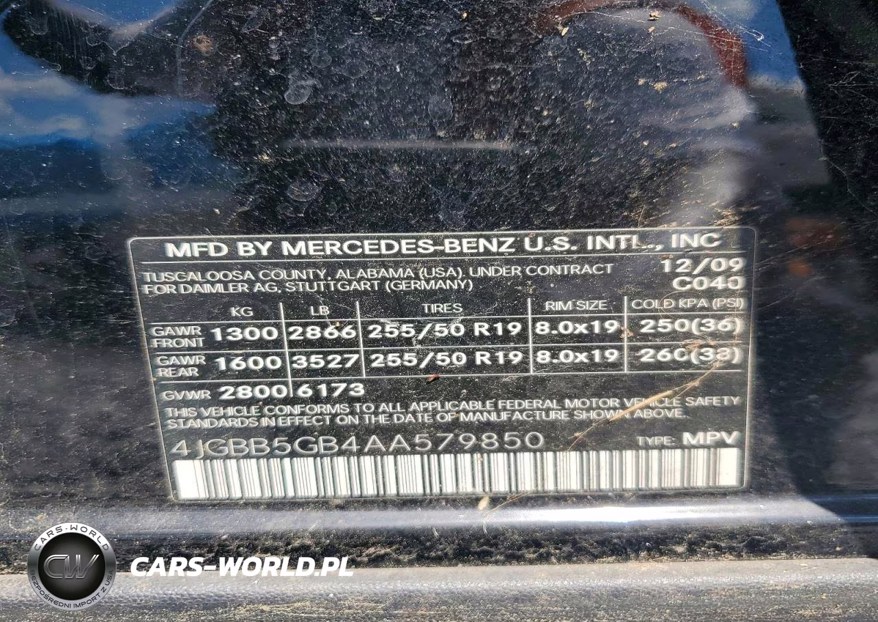 2010 Mercedes-Benz Ml 350 VIN:4JGBB5GB4AA579850 - 13