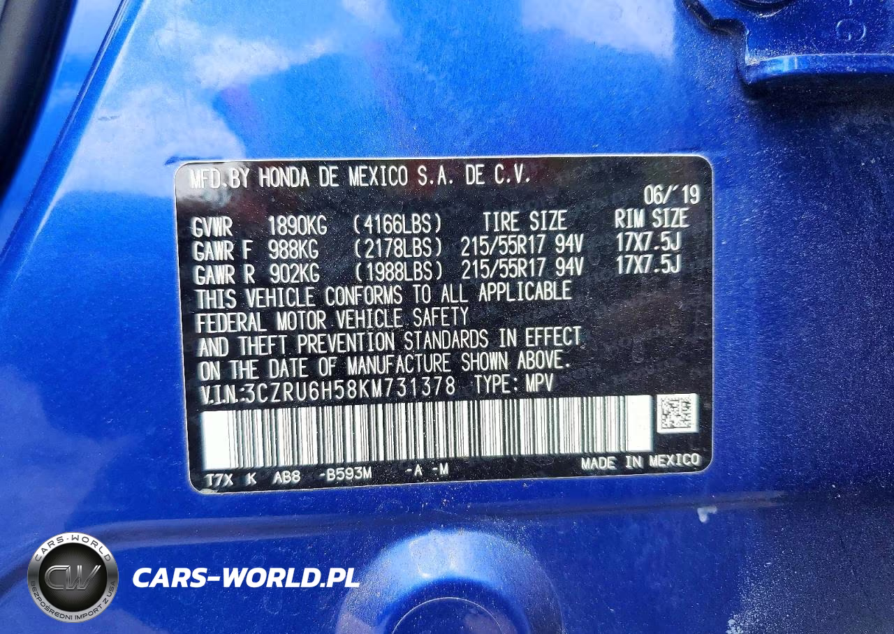 2019 Honda Hr-V Ex VIN:3CZRU6H58KM731378 - 13