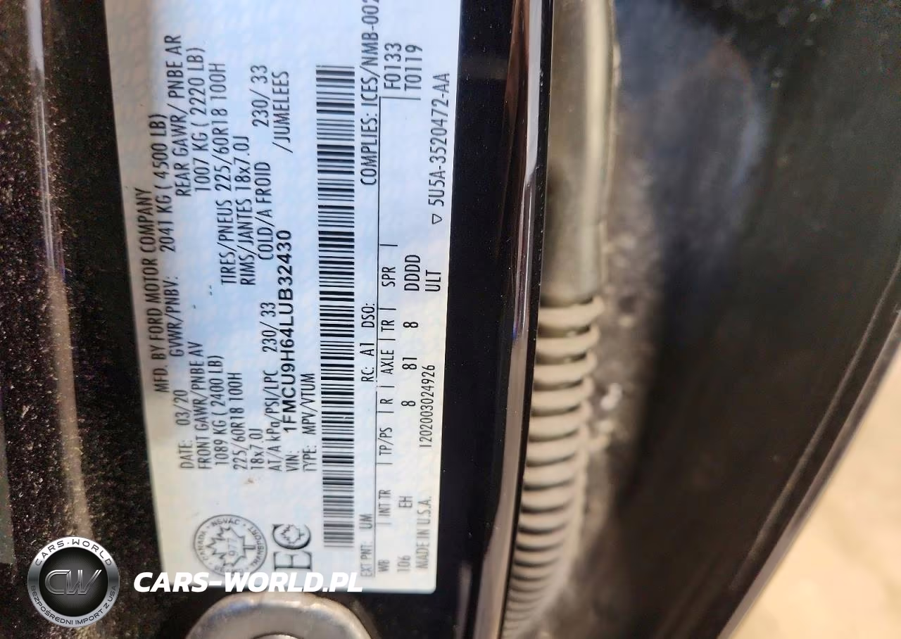 2020 Ford Escape Sel VIN:1FMCU9H64LUB32430 - 12