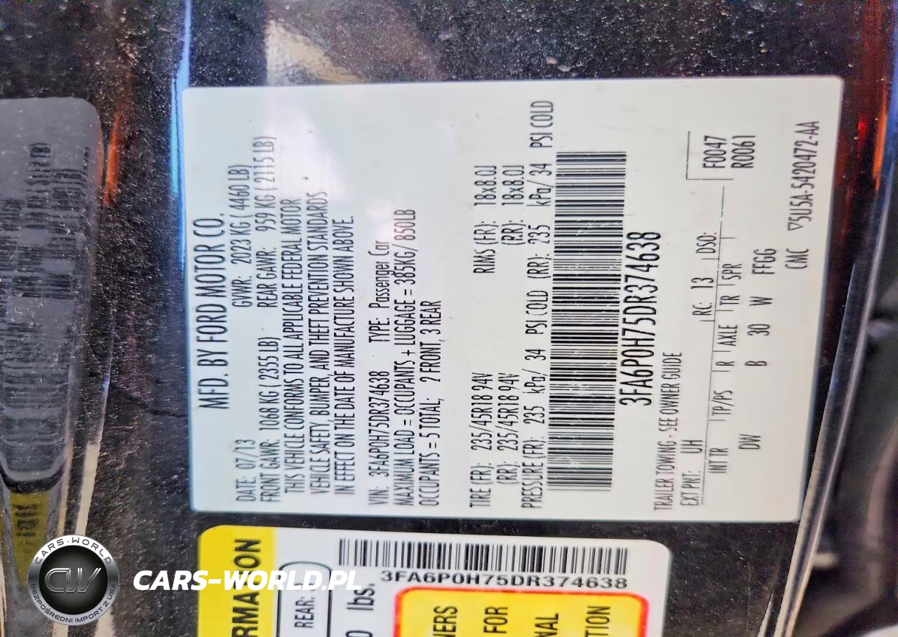 2013 Ford Fusion Se VIN:3FA6P0H75DR374638 - 12