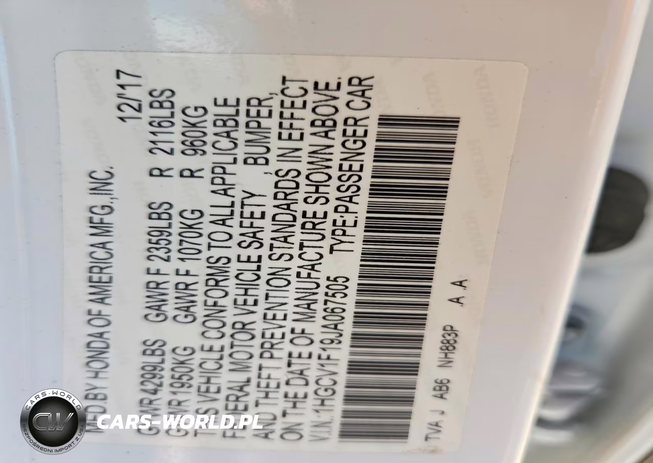 2018 Honda Accord Lx VIN:1HGCV1F19JA067505 - 12