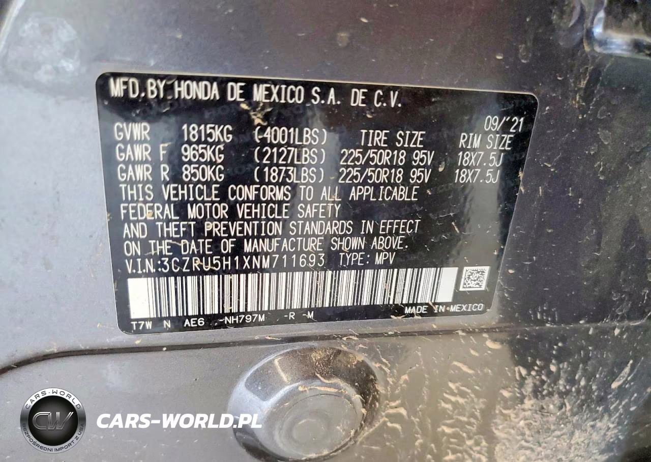 2022 Honda Hr-V Sport VIN:3CZRU5H1XNM711693 - 14