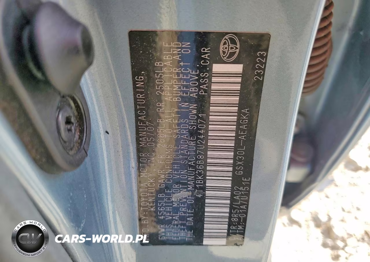 2007 Toyota Avalon Xls VIN:4T1BK36B87U244071 - 12