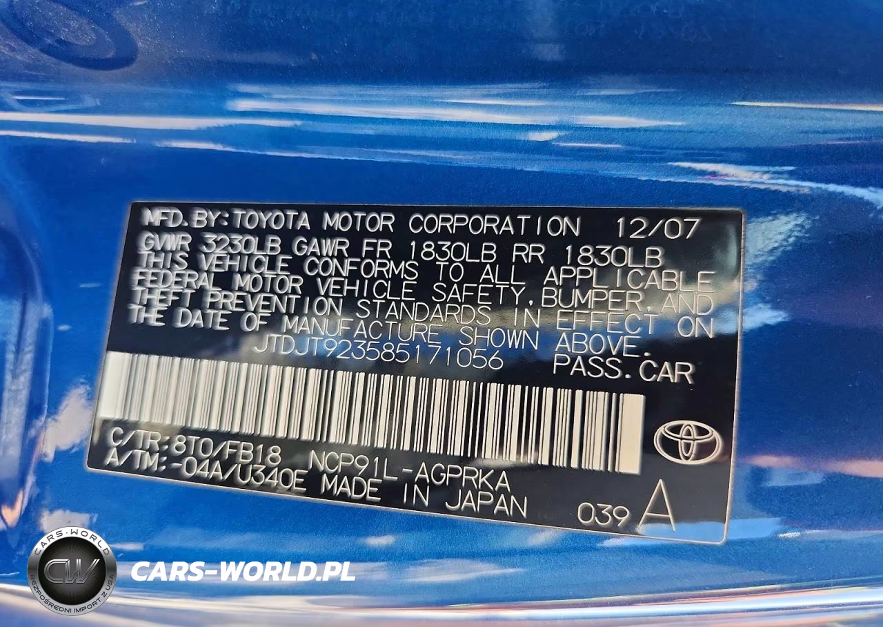 2008 Toyota Yaris Base VIN:JTDJT923585171056 - 12