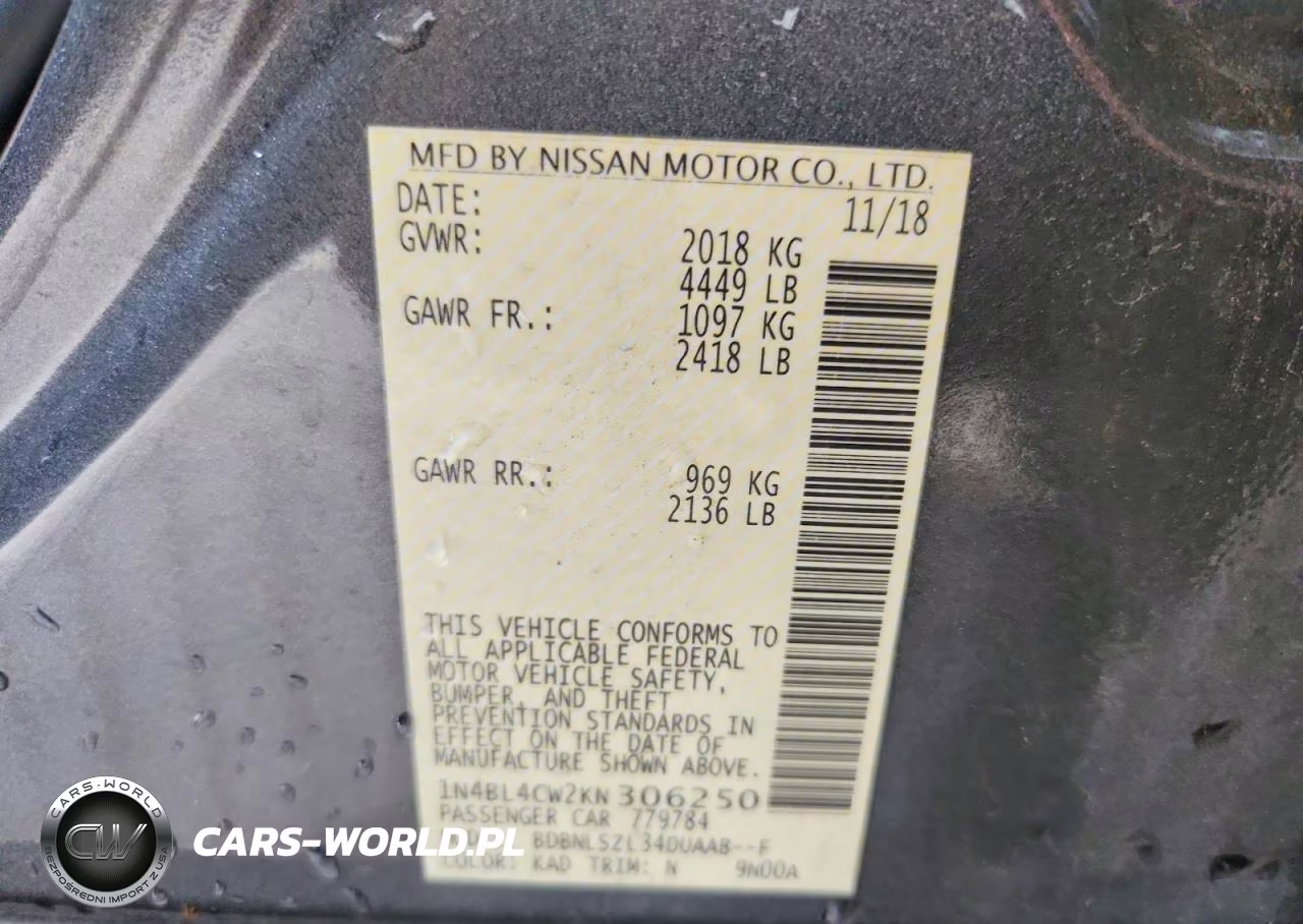 2019 Nissan Altima Sr VIN:1N4BL4CW2KN306250 - 12