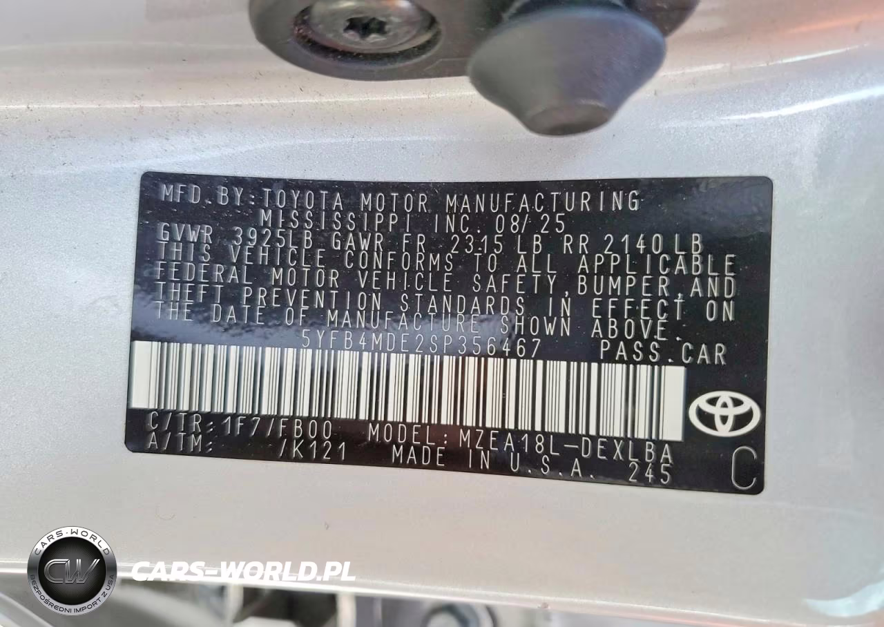 2025 Toyota Corolla Le VIN:5YFB4MDE2SP356467 - 12