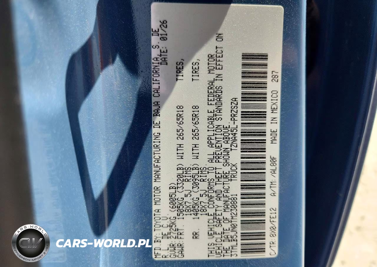 2026 Toyota Tacoma Trd Sport VIN:3TMLB5JN0TM230881 - 12