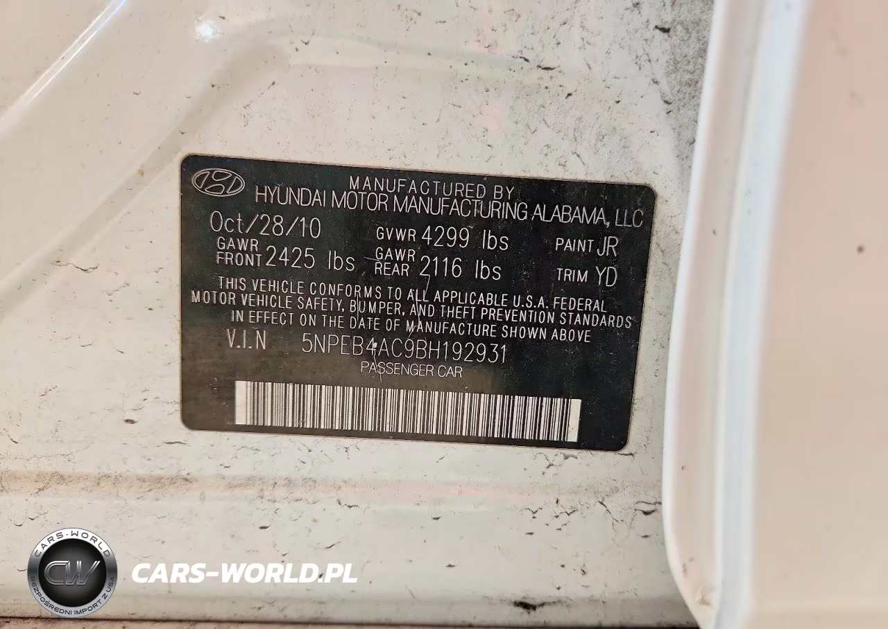 2011 Hyundai Sonata Gls VIN:5NPEB4AC9BH192931 - 12