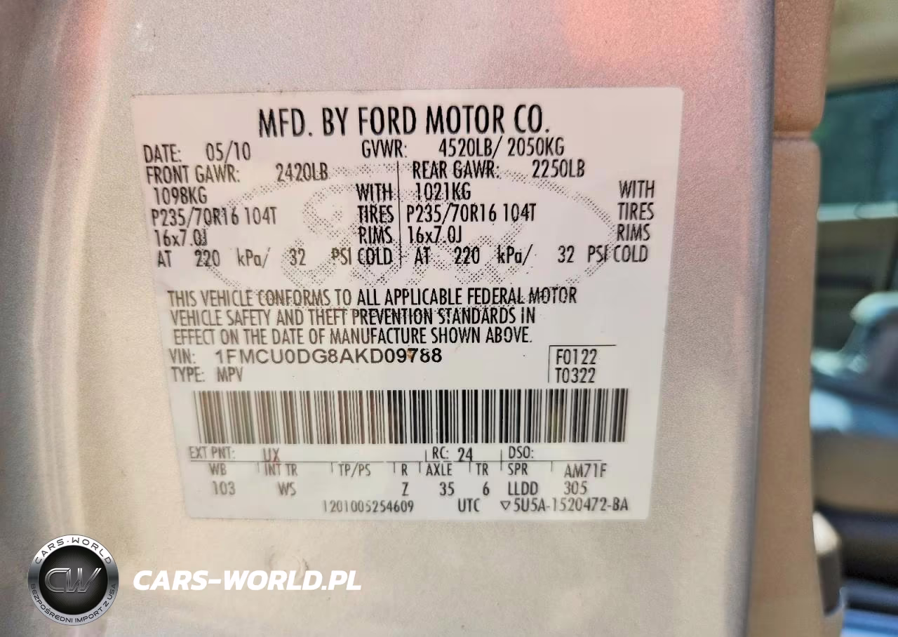 2010 Ford Escape Xlt VIN:1FMCU0DG8AKD09788 - 13