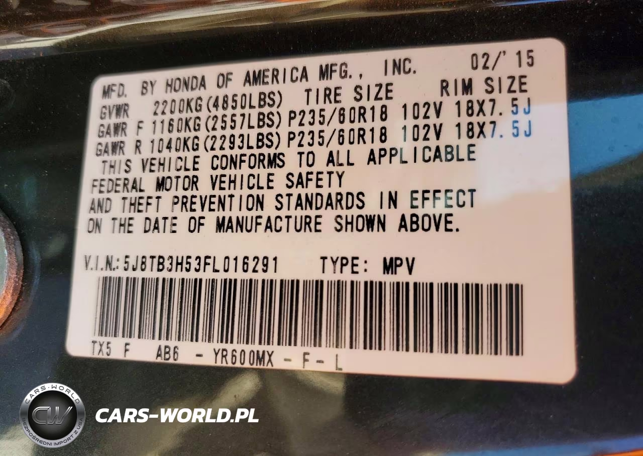 2015 Acura Rdx VIN:5J8TB3H53FL016291 - 14