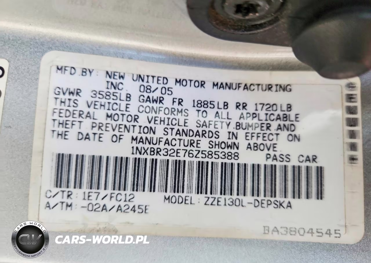 2005 Toyota Corolla Ce Automatic VIN:1NXBR32E76Z585388 - 12