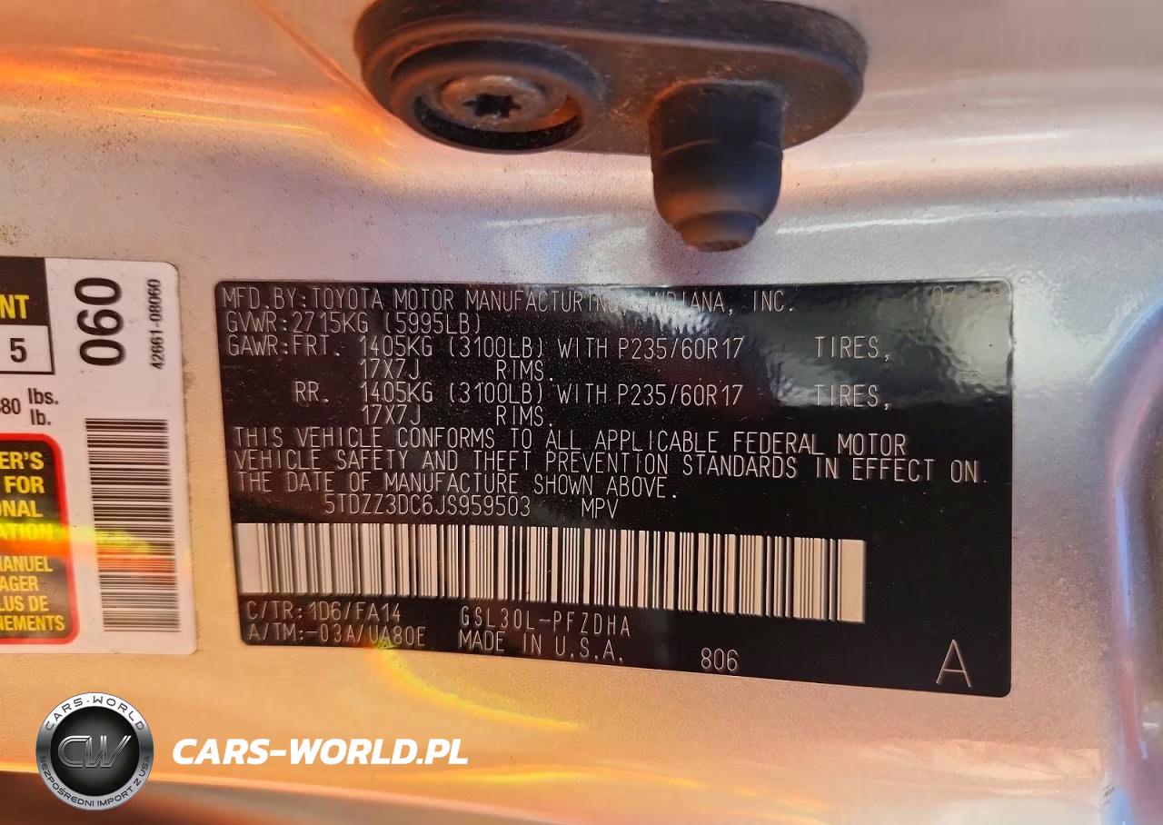 2018 Toyota Sienna L VIN:5TDZZ3DC6JS959503 - 14