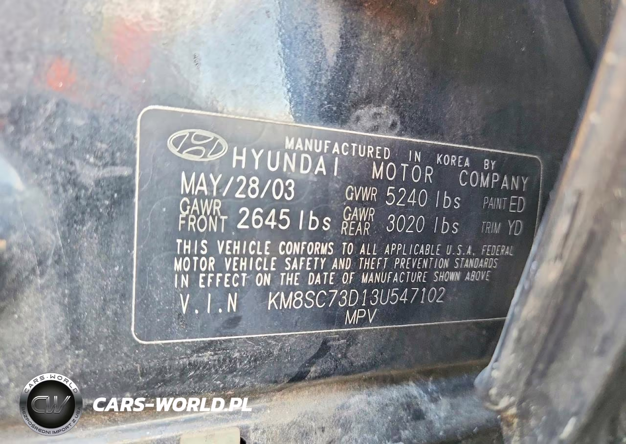 2003 Hyundai Santa Fe Gls VIN:KM8SC73D13U547102 - 13