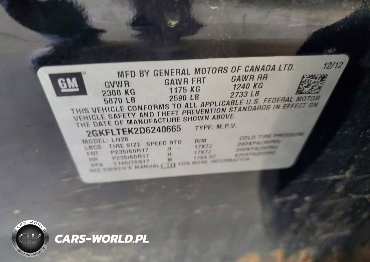 2013 GMC Terrain Sle VIN:2GKFLTEK2D6240665 - 13