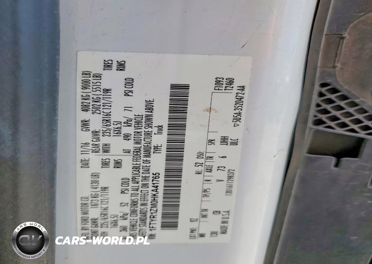 2017 Ford Transit T-250 VIN:1FTYR1ZM0HKA41765 - 12