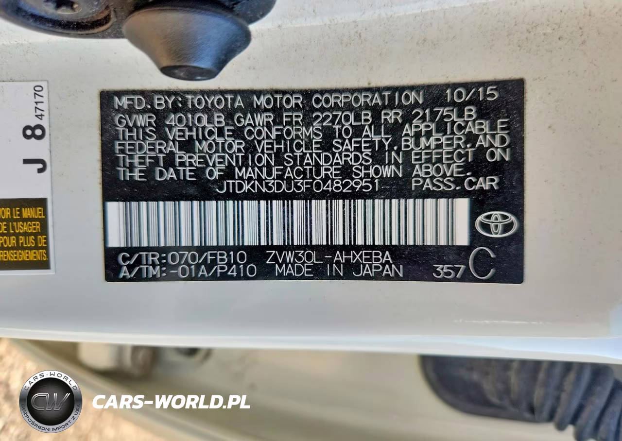 2015 Toyota Prius Two VIN:JTDKN3DU3F0482951 - 12