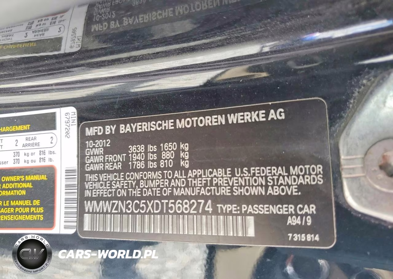 2013 Mini Cooper VIN:WMWZN3C5XDT568274 - 12