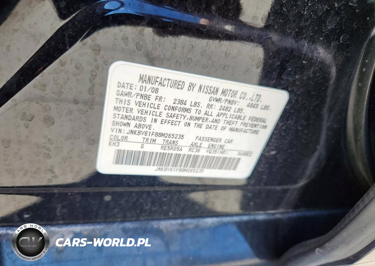 2008 Infiniti G35 X VIN:JNKBV61F88M265235 - 12