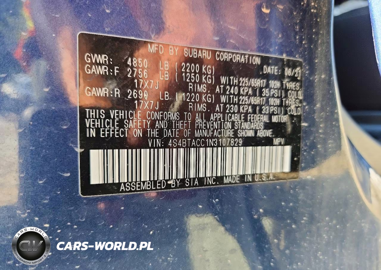 2022 Subaru Outback Premium VIN:4S4BTACC1N3107829 - 13