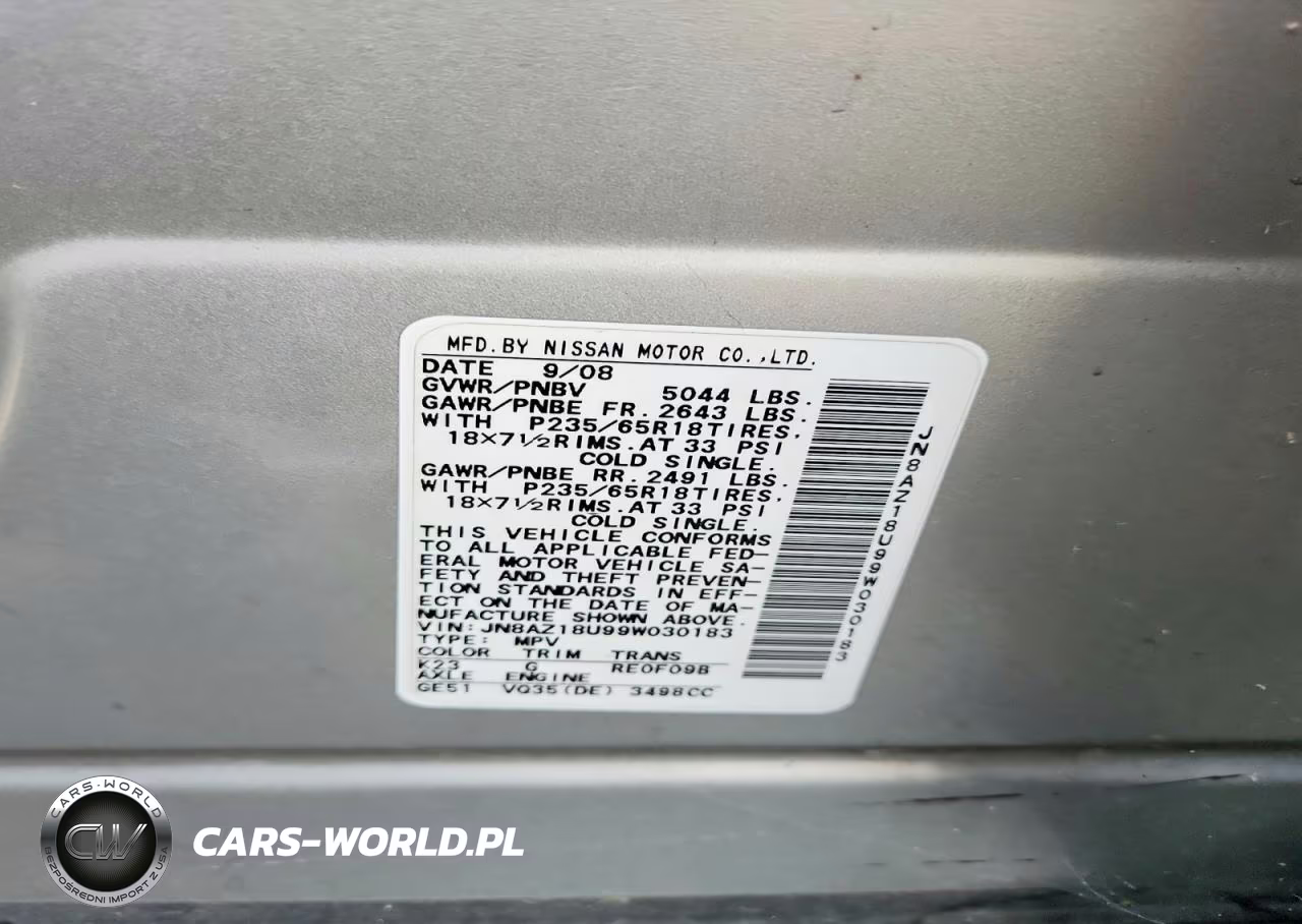 2009 Nissan Murano S VIN:JN8AZ18U99W030183 - 12