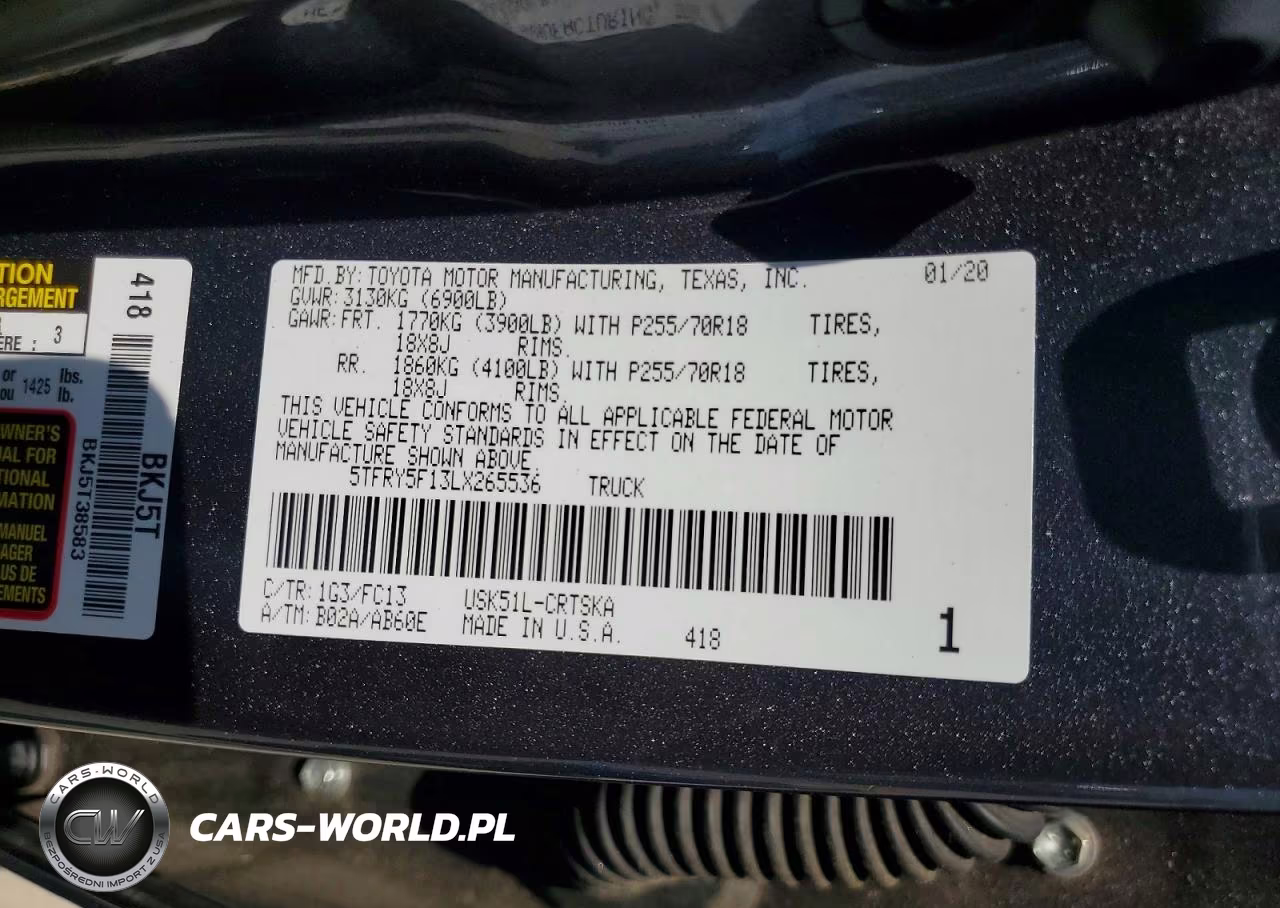 2020 Toyota Tundra Sr5 VIN:5TFRY5F13LX265536 - 13