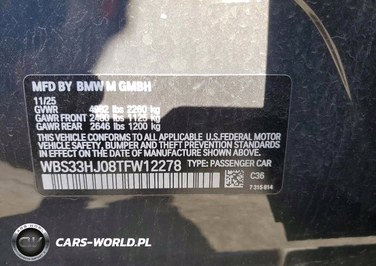 2026 BMW M3 Competition VIN:WBS33HJ08TFW12278 - 12